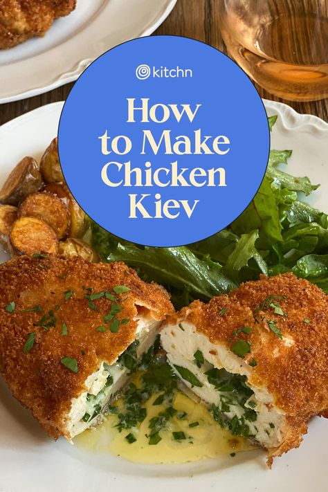 Chicken Keiv Recipe Easy, Chicken Kiev Recipe Baked, Chicken Keiv Recipe, Garlic Butter Stuffed Chicken, Kiev Recipe, Stuffed Foods, Recipes With Chicken Breast, Chicken Kiev Recipe, Chicken Kiev