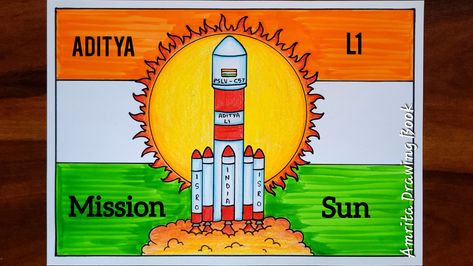 #adityal1mission #adityal1 #suryayaan #isro #space #india #chandryaan #drawing #howtodraw #easydrawing #india #sun #rocketdrawing #suryayaanrocket #indiamission #adityal1launch #poster #postermaking #suryayaanMission #isroadityal1 Aditya L1 Mission Drawing, India In Space Drawing, Spacecraft Drawing, Hope Drawing, Isro India, Scenery Drawing For Kids, Zoo Coloring Pages, Ladybug Cartoon, Art Competition Ideas