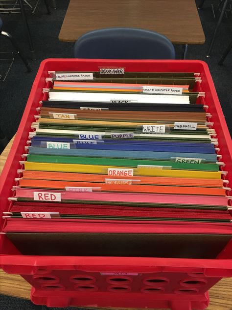 Organizing Construction Paper, Organizing Construction Paper Classroom, How To Organize Construction Paper, Classroom Paper Organization Teachers, Store Construction Paper, Construction Paper Organization Diy, Construction Paper Storage Classroom, Art Shelf Organization Preschool, Diy Construction Paper Organizer