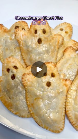 48K views · 1.5K reactions | Ready for some spook-tacular bites? 👻🍔 These cheeseburger stuffed ghost hand pies are a frightful delight! 😋🎃 Full recipe in comments! ⬇️👀 #HalloweenEats #SpookyRecipes #HalloweenFood #halloweenfoodideas | Chef Genevieve LaMonaca | Melodrama · Spooky Fun Halloween Halloween Meat Pies, Halloween Dinner Party Food For Kids, Halloween Empanadas, Ghost Dinner, Chef Genevieve, Halloween Dinner Party Food, Chicken Hand Pies, Spooky Dinner, Kid Snacks