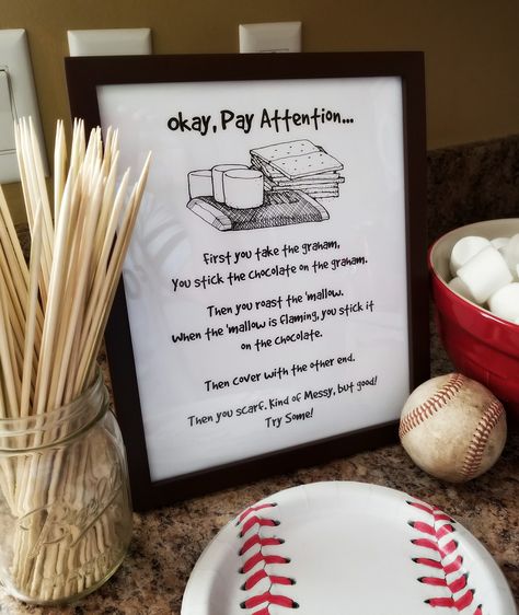 Sandlot Party: S'More Sign made with PicMonkey Sandlot Smores Quote, The Sandlot Party Ideas, Sandlot Party Decorations, Sand Lot Birthday, Rookie Of The Year First Birthday Games, Sandlot Baseball Birthday Party, Sandlot Baby Shower Ideas, Sandlot Theme Party, Sandlot Birthday Party Decorations