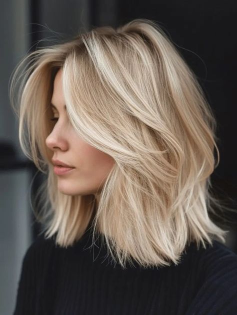 All Over Hair Color, Haircut Shoulder Length, Haircut Shoulder, Spring Haircut, Fall Brunette, Spring Haircuts, Shoulder Length Blonde, Medium Length Haircuts, Bronze Hair