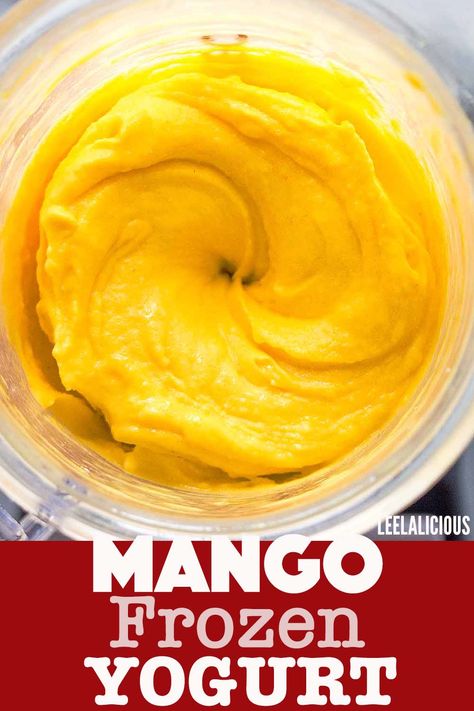 Recipes Using Frozen Mango, Frozen Mango Recipes, Mango Frozen Yogurt Recipe, Pinkberry Frozen Yogurt, Diy Frozen Yogurt, Mango Sorbet Recipe, Mango Frozen Yogurt, Easy Frozen Yogurt, Frozen Yogurt Recipe