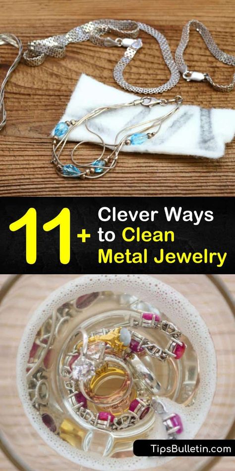 How To Clean Vintage Jewelry, Sterling Silver Cleaner Diy, How To Clean Sterling Silver Jewelry, Jewelry Hacks Tips, Clean Costume Jewelry, Clean Tarnished Silver Jewelry, Diy Jewelry Cleaner, Cleaning Silver, Homemade Jewelry Cleaner