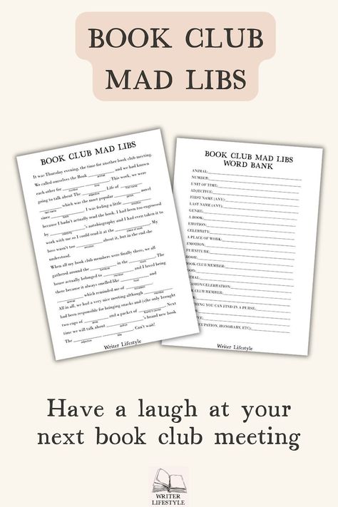 Printable Book Club Game, Bookworm Mad Libs, Fun Party Game for Readers, Book Club Ice Breaker Activities - Etsy Book Club Retreat Ideas, Book Club Retreat, Book Club Ideas Hosting Games, Book Retreat, Book Brunch, Book Club Ideas Hosting, Ice Breaker Activities, Book Club Ideas, Book Club Activities