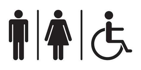 Download the Male, female and handicap toilet sign icon, restroom sign icon isolated. 21085124 royalty-free Vector from Vecteezy for your project and explore over a million other vectors, icons and clipart graphics! Wc Icon, Toilet Symbol, Toilet Icon, Restroom Sign, Toilet Sign, Black Wall Art, Gloss Paint, Bathroom Signs, Silhouette Cricut