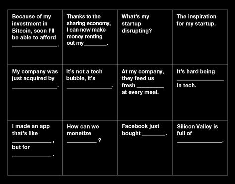 Cards Against Humanity: Tech Edition — The Bold Italic — San Francisco Diy Cards Against Humanity, Cards Against Humanity Funny, Cards Against Humanity Game, What Do You Meme, Tech World, Disney Cards, Sharing Economy, Ice Breaker, Interesting Reads