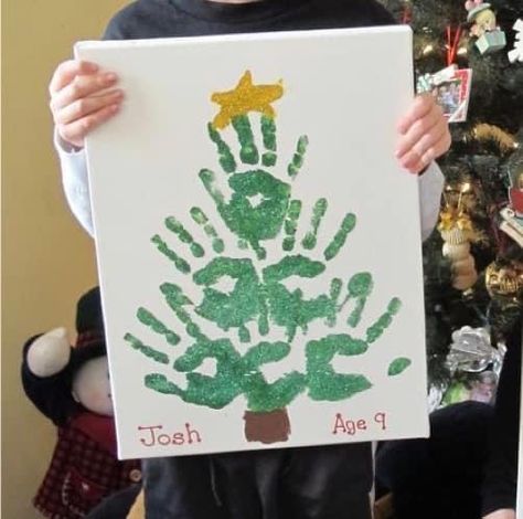 Handprint Christmas Crafts, Handprint Christmas Tree, Christmas Handprint Crafts, Handprint Christmas, Christmas Crafts For Toddlers, Preschool Christmas Crafts, Christmas Kindergarten, Christmas Tree Painting, Handprint Crafts