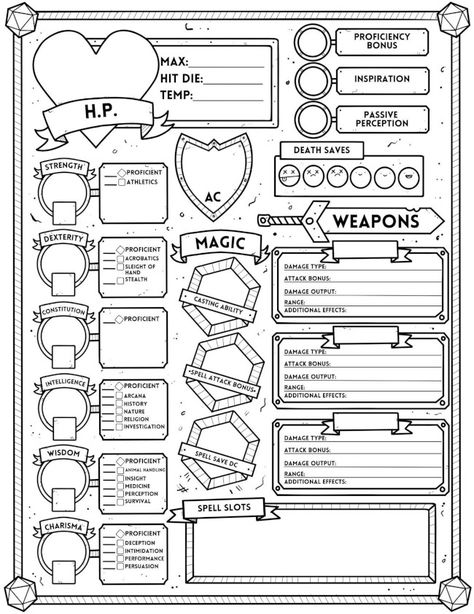 The Best DnD Character Sheets - Custom, Online, Printable + Fillable! Dungeons And Dragons Character Sheet, Character Worksheets, Hulk Character, Dnd Character Sheet, Dragon Super, Character Sheet Template, Circus Characters, Dungeons And Dragons Characters, D&d Dungeons And Dragons