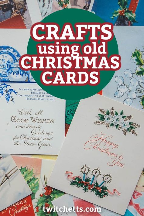 These easy crafts with old Christmas cards are a great way to recycle all the beautiful greeting cards that you receive during the holiday season. From unique Christmas ornaments to fun boredom busters. How will you repurpose your old cards? #twitchetts #recycle #christmascards #craftsforkids Crafts With Old Christmas Cards, Using Old Christmas Cards, Old Christmas Cards, Recycle Christmas Cards, Gift Card Holder Diy, Old Greeting Cards, Recycled Cards, Christmas Card Ornaments, Greeting Card Box