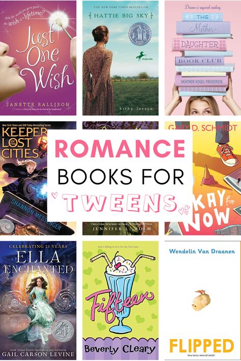 15+ Romance Books for Tweens Books For Ten Year Olds, Middle Grade Romance Books, Middle School Romance Books, Books For 12 Year Girl Romance, Clean Ya Book Recommendations, Clean Teen Romance Books, Romance Books For 12 Year Girl, Books For Teens Girls To Read, Clean Romance Books For Teens