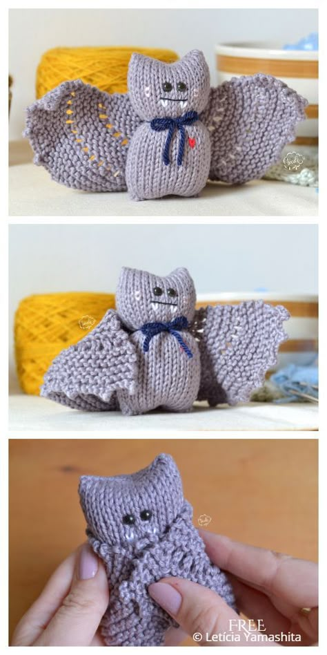 Free Knitting Patterns For Halloween, Bat Knitting Pattern Free, Knit Halloween Decorations, Loom Knit Halloween Projects, Halloween Loom Knitting, Ghost Knitting Pattern, Knit Halloween Patterns, Knitting Machine Halloween, Free Halloween Knitting Patterns