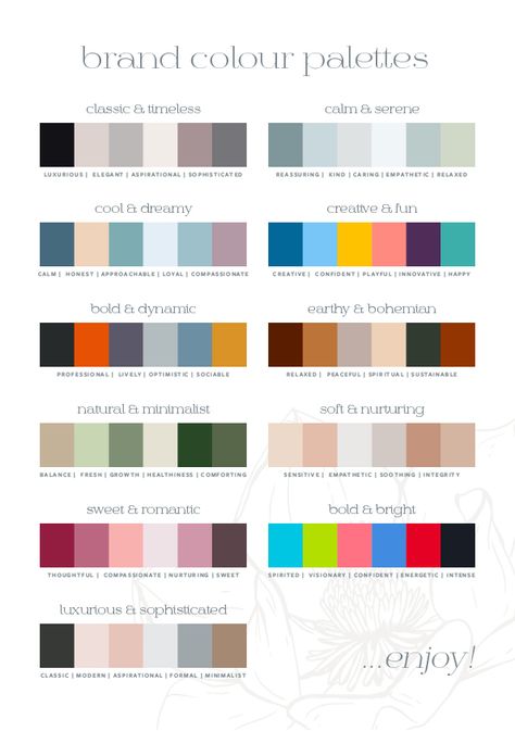 Colour Combinations For Website, Colour Palette For Graphic Design, Color Palette For Marketing, Color Schemes For Social Media, Colour Palette For Clothing Brand, Colour Palette For Social Media, Company Colour Palette, Business Card Colour Palette, Colours For Website