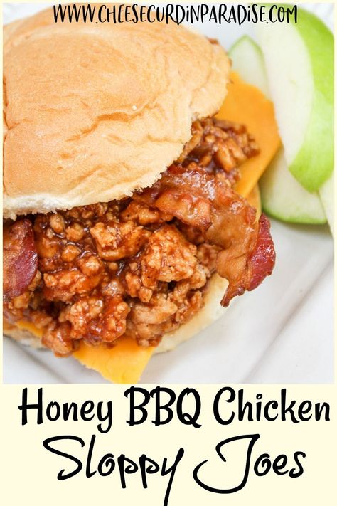 Chicken Sloppy Joes, Honey Bbq Chicken, Honey Bbq Sauce, Ground Chicken Recipes, Sloppy Joes Recipe, Cheese Chicken, Honey Bbq, Sloppy Joe, Best Chicken Recipes