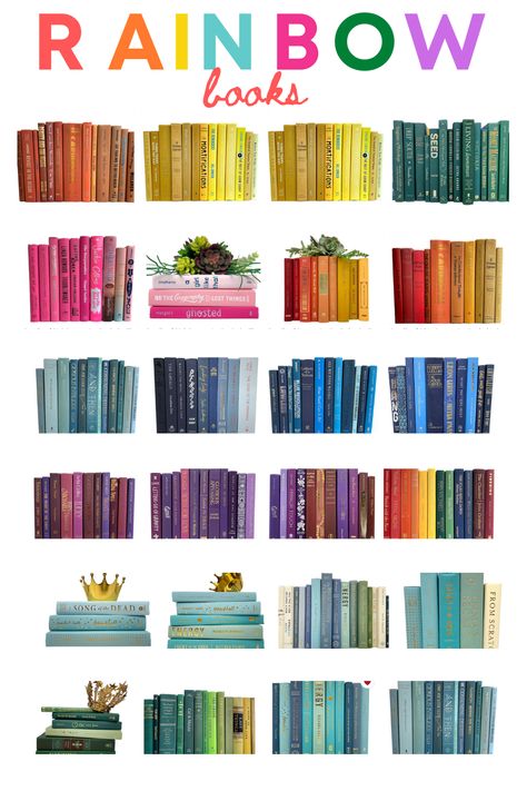 Interior Design Long Island NY | Effortless Style Interiors my favorite source to pick up books for a rainbow color coded bookcase Rainbow Bookshelf Styling, Color Coded Bookshelf, Style A Bookcase, Colorful Bookshelf, Library Rooms, Girls Loft Bed, Styling A Bookcase, Bookcase Ideas, Rainbow Library