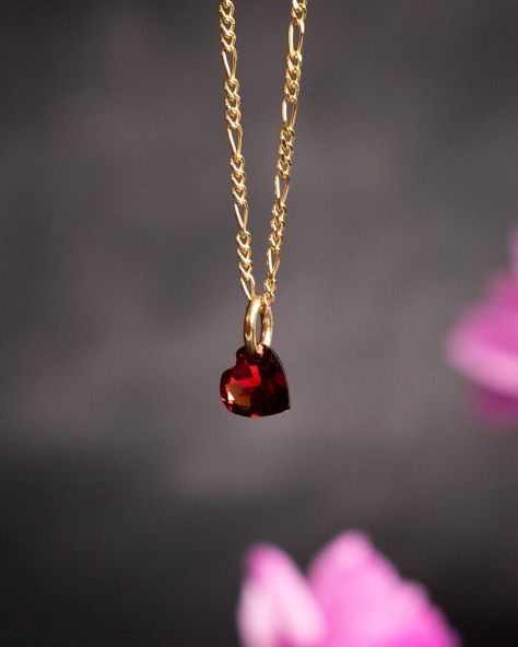 Mini Garnet Heart Necklace | The Healing Pear Garnet Heart Necklace, Garnet Necklace Gold, Intense Feelings, Red Heart Necklace, Garnet Heart, Accessories Inspiration, Garnet Crystal, Garnet And Gold, Gemstone Necklaces