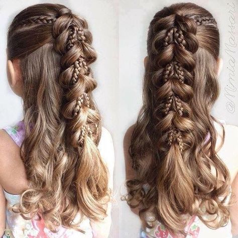 Fancy Little Girl Hairstyle with Braids Fancy Braids, Long Layered Haircuts, Hair Bridesmaid, Makijaż Smokey Eye, Flower Girl Hairstyles, Girls Hairstyles Braids, Penteado Cabelo Curto, Bridesmaid Hairstyles, Hairdo For Long Hair