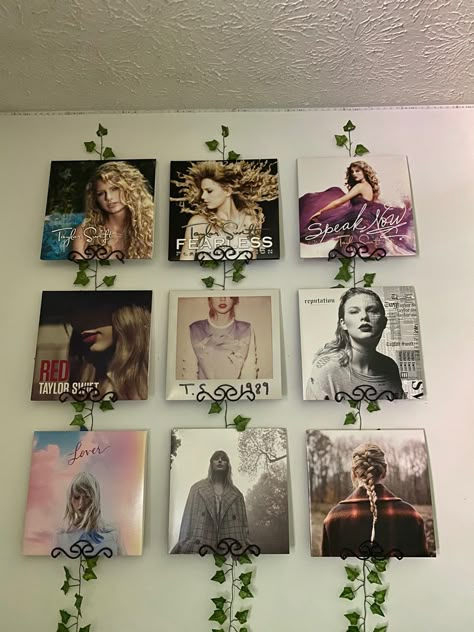 Taylor Swift Vinyl Wall Decor, Taylor Swift Album Covers Wall Decor, Taylor Swift Vinyl Room Decor, Taylor Swift Vinyls On Wall, Taylor Swift Wall Bedroom, Taylor Swift Vinyl Shelf, Taylor Swift Vinyl Display, Taylor Swift Display, Taylor Swift Themed Room Ideas