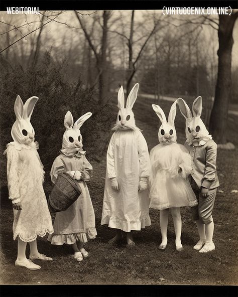 Creepy Easter Bunny, Weird Old Photos, Creepy Easter, Old Halloween Photos, Creepy Old Photos, Creepy Old Houses, Creepy Costumes, Creepy Core, Creepy Kids