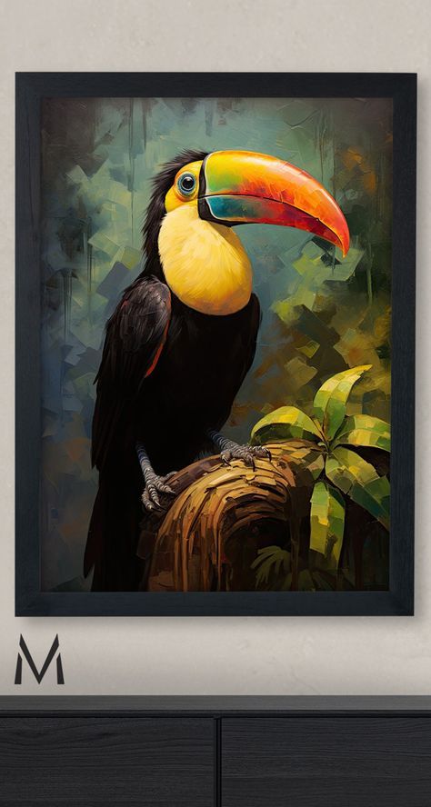 Toucan Bird Painting, Wall Painting Ideas Animals, Bird Acrylic Painting Ideas, Etsy Canvas Art, Wildlife Paintings Acrylics, Acrylic Art Paintings Galleries, Canvas Art Painting Acrylic Inspiration, Bird Canvas Paintings, Wall Painting Animals