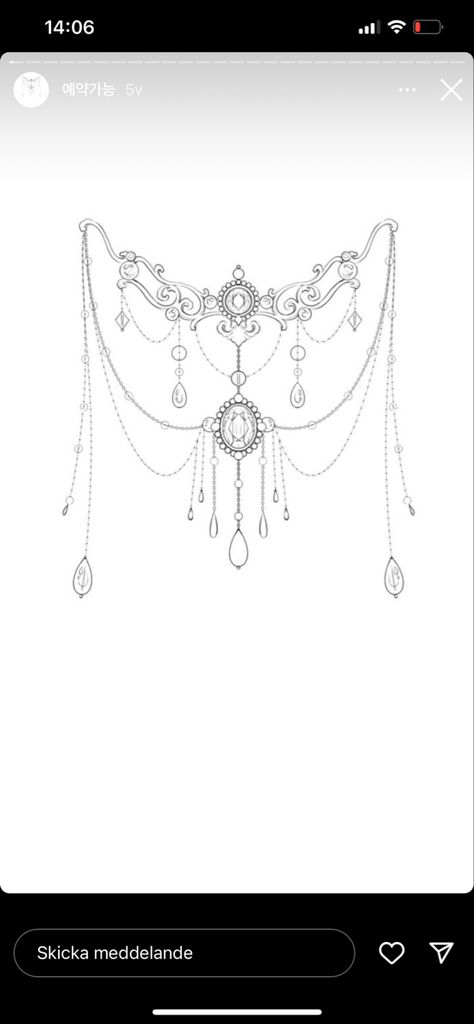 Chandelier Tattoos For Women Leg, Chain Tattoo Design For Women, Jewel Neck Tattoo, Chandelier Chest Tattoo Female, Lace Jewel Tattoo, Gem Bracelet Tattoo, Belly Chain Tattoo, Chandelier Back Tattoo, Arm Jewelry Tattoo