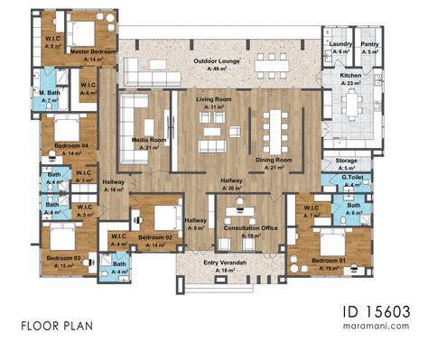 5-Bedroom House Plan with open floor plan, master suite, and great room. #houseplan #homedesign . #Modern_Contemporary_House_Design #Multigenerational_House_Plans #Pool_Drawing #6_Bedroom_House_Plans Interior House Layout, Pool Drawing, Multigenerational House Plans, 6 Bedroom House Plans, Bar And Lounge, Outdoor Sitting, Home Pool, 5 Bedroom House Plans, Pelan Rumah