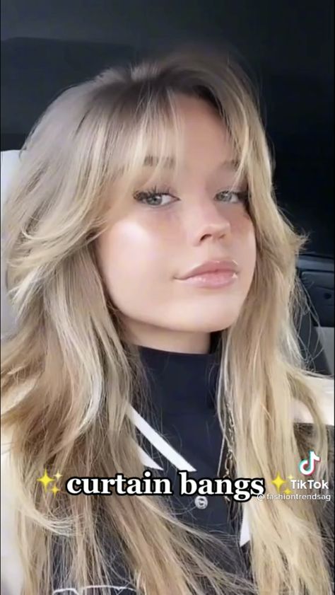 Blonde Hair Curtain Bangs And Layers, Curtain Bangs Blonde, Long Layered Hair With Bangs, Curtain Bangs Long Hair, Beige Blonde Hair, Layered Hair With Bangs, Hairstyles For Layered Hair, Blonde Hair Inspiration, Hair Stylies