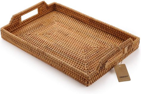 Breakfast Drinks, Tray For Coffee Table, Bandeja Bar, Woven Trays, Dinner Tray, Rectangular Baskets, Bar Tray, Rattan Tray, Round Serving Tray