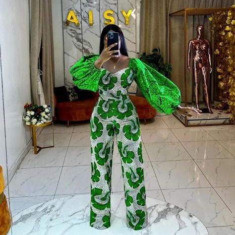 Ankara Trouser and Top Style Jumpsuit Ankara Designs, Ankara Dress Styles Jumpsuits, Ankara Palazzo Jumpsuit Outfit Classy, Style By Aisy, African Jumpsuit Outfits Ankara, Ankara Styles For Graduation, Palazzo Jumpsuit Outfit Ankara, Modern Ankara Styles For Women, Tops With Ankara