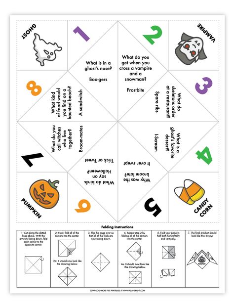 Writing Halloween Activities, Halloween 3rd Grade Craft, Halloween Student Activities, Halloween Classroom Party Activities, Halloween Cootie Catcher, Halloween Crafts For Fifth Graders, Halloween Activities School Age, Halloween Class Ideas, Fourth Grade Halloween Crafts