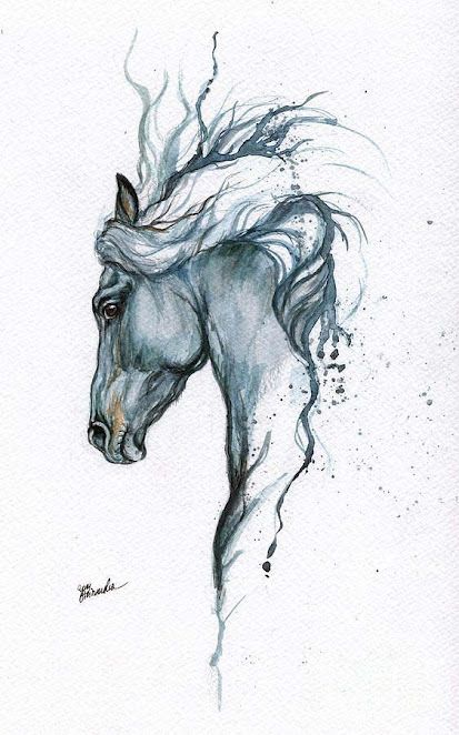 Equine Art Pencil Drawings, Equine Art Paintings, Horse Tattoo Design, Horse Art Drawing, Framed Tattoo, Horse Sketch, Horse Artwork, Watercolor Horse, Full Sleeve Tattoos