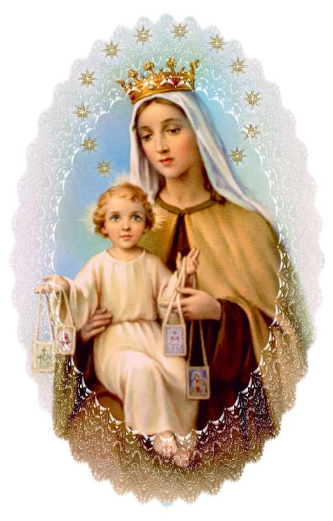 Lady of Mt. Carmel | OUR LADY OF MOUNT CARMEL Nativity Of Jesus Christ, Our Lady Of Mt Carmel, Virgin Mary Art, Vintage Holy Cards, Mother Mary Images, Catholic Pictures, Blessed Mary, Images Of Mary, Religious Pictures