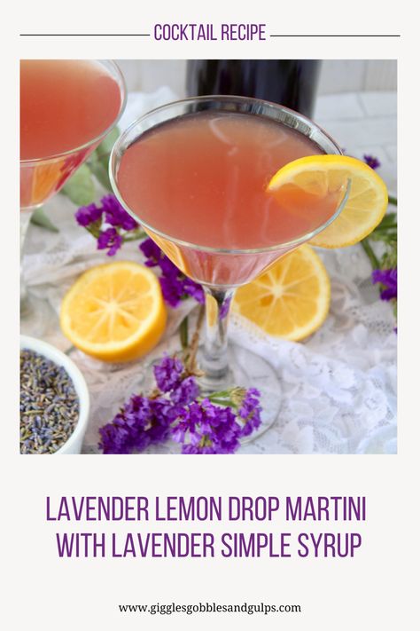 Easy to make lavender simple syrup is the star of this delicious Lavender Lemon Drop Martini Lavender Lemon Drop Martini Recipe, Lavender Lemondrop Martini, Lavender Lemon Drop Cocktail, Lavender Lemon Drop Martini, Lavender Cocktails, Lavender Lemon Drop, Lemon Drop Drink, Lemon Drop Recipe, Blueberry Martini