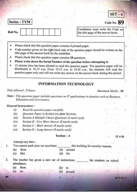 Technology Notes, Previous Year Question Paper, Cool Electronics, Board Exam, Class 10, Question Paper, Writing Words, Printed Pages, Previous Year