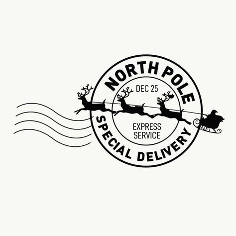 North Pole Stamp, North Pole Delivery Free Printable, Cricut Crafts For Christmas, North Pole Illustration, Post Stamp Design, Christmas Tag Design, North Pole Envelope, Make Your Own Wrapping Paper, Santa Stamp