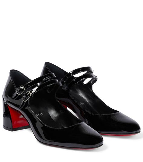 Luxury Brand Shoes, Louboutin Online, Mid Heels Pumps, Louboutin Heels, Red Lacquer, Christian Louboutin Women, Mary Jane Pumps, Patent Leather Pumps, Dream Shoes