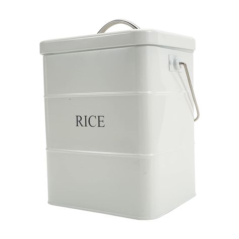 PRICES MAY VARY. Airtight performance: With the sealing lid, rice storage container will isolate moisture and dust in the air effectively and keep food dry and fresh. Rice Storage Tin Size: Measures 18 x 15 x 23 cm / 7.08" x 5.9" x 9.05"(LxWxH), it can maximise storage space on your kitchen's worktops or in cupboards. Multi Storage Ways: Rice container can meet the daily needs of your family, makes it easy to store staples like cereal, flour, sugar, pasta, rice, coffee, nuts and snacks. Handle P Rice Storage Container, Rice Container, Rice Storage, Metal Storage Box, Rice Box, Countertop Organizer, Sleek Kitchen, Food Storage Containers Organization, Kitchen Worktop