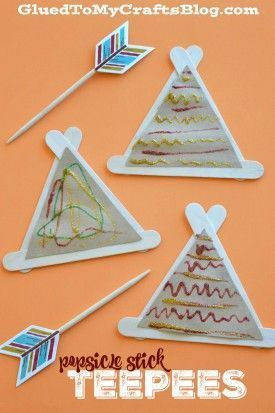 Popsicle Stick Teepees - Kid Craft for Thanksgiving, Native American or tents for a camping unit. Teepee Craft, Preschool November, Ugly Things, Thanksgiving Crafts Preschool, November Crafts, Thanksgiving Preschool, 13 November, Thanksgiving Art, Wilde Westen