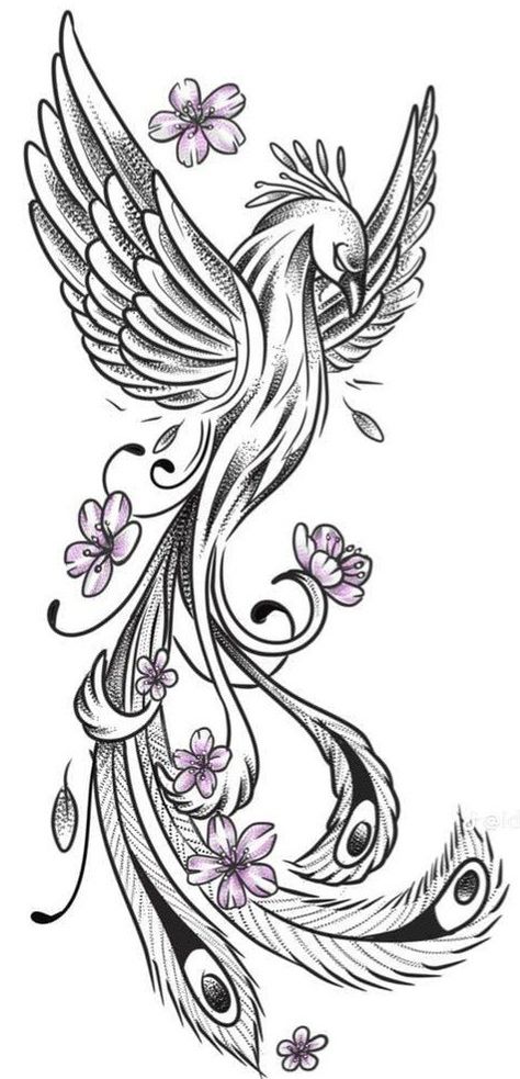 Chest To Arm Tattoo Female, Female Tattoos Thigh, Womens Tattoo Stencils, Phoenix And Dragon Tattoo For Women, Orchid Tattoo Stencil, Tattoo Design Drawings Thigh, Phoinex Tattoos Women, Arm Tattoo Stencils For Women, Flower With Wings Tattoo