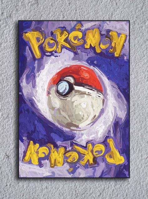 Pokemon Oil Pastel Drawing, Pokemon Oil Painting, Pokémon Painting Ideas, Pokeball Painting, Video Game Painting, Pokemon Canvas Painting, Gamer Painting, Pokémon Painting, Pokeball Art