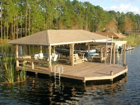 Lake Docks Designs, Lake House Dock, Dock Ideas, Dock House, Lake Dock, Lakefront Living, Lakefront Property, Floating Dock, Lake Living