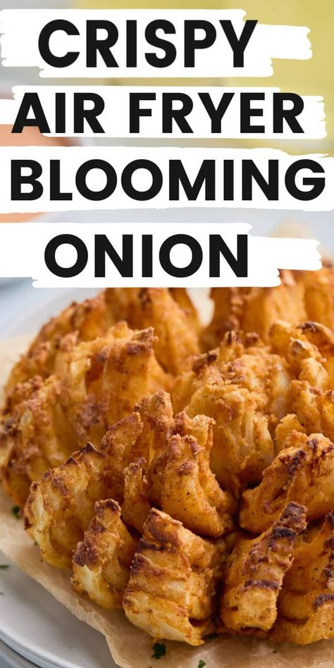 Looking for a delicious air fryer blooming onion recipe? This easy air fried blooming onion is crispy, flavorful, and a healthier alternative to deep frying. Perfect as a vegetarian appetizer, this onion dish recipe is a must-try for fans of air fryer food. Get the best air fryer cooking times and tips for creating this popular restaurant-style treat at home! Airfryer Mini Blooming Onion, Air Fried Onion Blossom, Air Fried Blooming Onion Recipe, Johnsonville Brats In Air Fryer, Bloomin Onion Air Fryer, Oven Style Air Fryer Recipes, Blumming Onion Recipes, Air Fry Blooming Onion Recipe, Blooming Onions Recipe