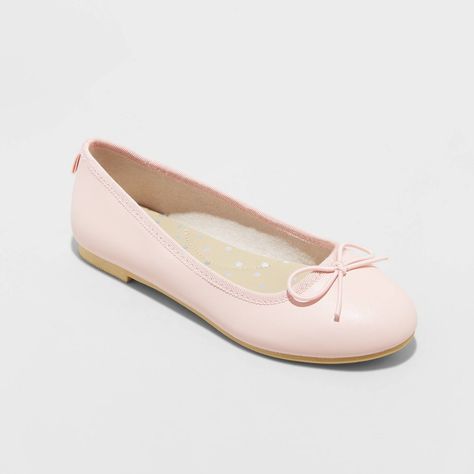 Dress up your little one in cute style in these Diana Slip-On Ballet Flats from Cat & Jack™. These slip-on ballet flats feature a soft upper, and they're designed with a memory foam insole for extra cushioning and comfy walking. Featuring a closed-toe design, these medium-width ballet flats feature a front bow on a solid upper for added flair. Help them pair these with various dresses for cute styling. Cat & Jack™: Classics with an imagination of their own. Coquette Shoes, Pink Ballet Flats, Kids Flats, Girls Flats, Cute Flats, Zipper Boots, Pink Shoes, Pretty Shoes, Perfect Shoes