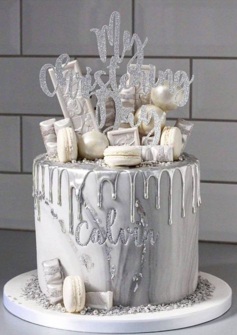 19th Bday, Graduation Treats, 21st Ideas, 17 Birthday Cake, 18th Birthday Party Themes, Mums Birthday, 18th Cake, Sweet 16 Birthday Cake, Silver Cake