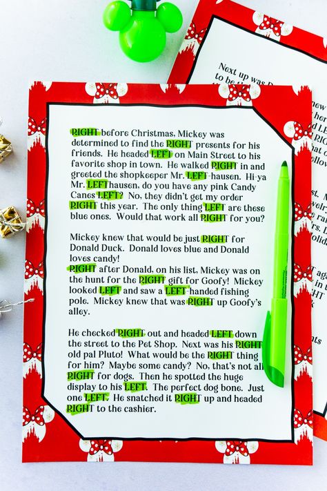 A free printable right left Christmas poem that's hilarious to play with family and friends! A great Christmas party game for all ages! Left Right Game For Quilters, Pass Left And Right Christmas Game, Left Right Christmas Game Free Printable Gift Exchange, Christmas Left Right Stories, Christmas Present Exchange Games, Christmas Games For Family Funny Free Printable, Left And Right Games For Christmas, Left Right Christmas Game Free Printable, Christmas Gift Exchange Poem