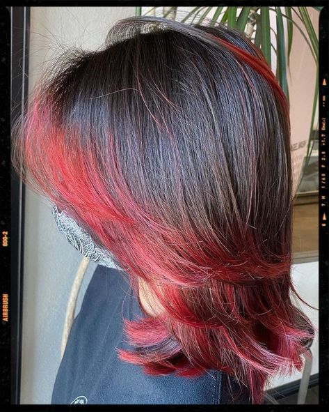 Red Hair Streaks, Red Hair Tips, Dyed Tips, Hair Dye Tips, Short Red Hair, Red Hair Inspo, Peekaboo Hair, Fesyen Rambut, Dyed Red Hair