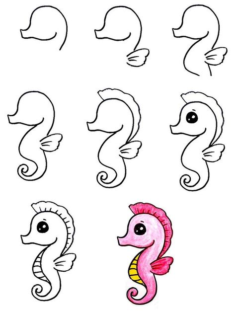 8 Simple Steps To Create Seahorse Drawing – How To Draw A Seahorse Cute Sea Animal Drawings Simple, How To Draw A Seahorse Easy, Sea Horse Painting Easy, Cute Sea Animals Drawing Easy, Ocean Animals Drawing Easy, How To Draw Seahorse, How To Draw A Seahorse Step By Step, Simple Seahorse Drawing, Easy To Draw Sea Creatures