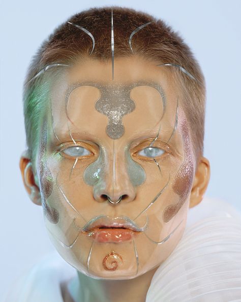 Futuristic Makeup, Kostum Halloween, Prosthetic Makeup, Drag Make-up, Post Human, Futuristic Fashion, Maquillage Halloween, Photo Mask, Editorial Makeup