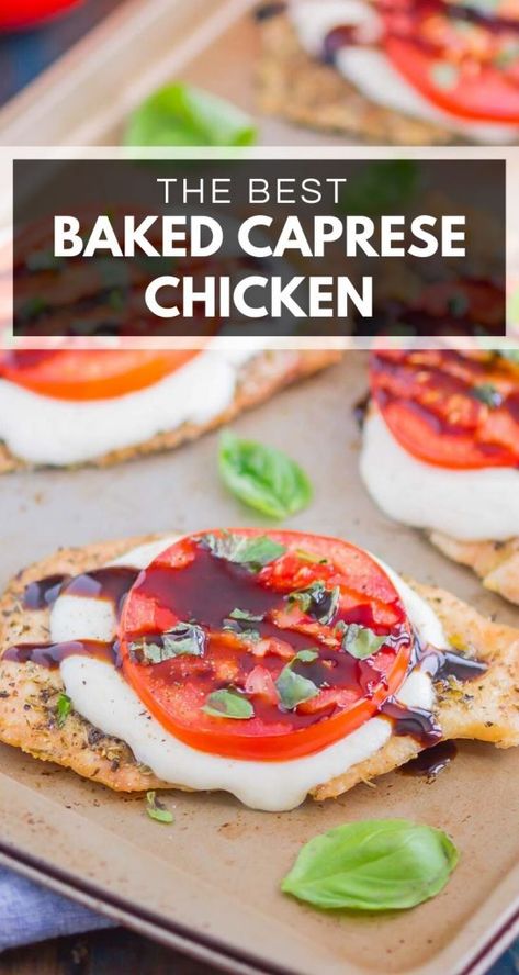 Caprese Chicken Baked Easy, Caprese Chicken Wrap, Caprese Stuffed Balsamic Chicken, Balsamic Glaze Chicken Baked, Mozzarella Balsamic Chicken, Oven Baked Caprese Chicken, Recipes Using Balsamic Glaze, Baked Chicken Caprese Recipe, Caprese Chicken Baked