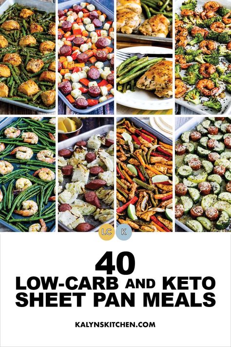 Colllage image for 40 Low-Carb and Keto Sheet Pan Meals with photos of featured recipes. Keto Sheet Pan Meal Prep, 1 Pan Low Carb Meals, Low Carb Sheet Pan Meal Prep, Low Carb Tray Bake, Low Carb One Sheet Pan Meals, Low Carb One Pan Meals, No Carb Sheet Pan Meals, Cabbage Sheet Pan Dinner, Bariatric Sheet Pan Meals